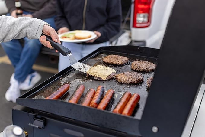 Gridiron Gameday 24" Flat Top Grill – Portable Tabletop Griddle with Hinged Lid, 24,000 BTUs, Flamethrower Ignition, Dual Heat Zones & Adjustable Legs for Tailgating, Camping, Outdoor Cooking-VerdiqueGarden