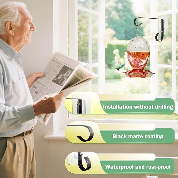 Bird Feeder Hanger Window Mount: Metal Hanging Bird Feeder 6Inch - Geometric Window Hummingbird Feeder - for Outside Decorative - 4pcs-VerdiqueGarden