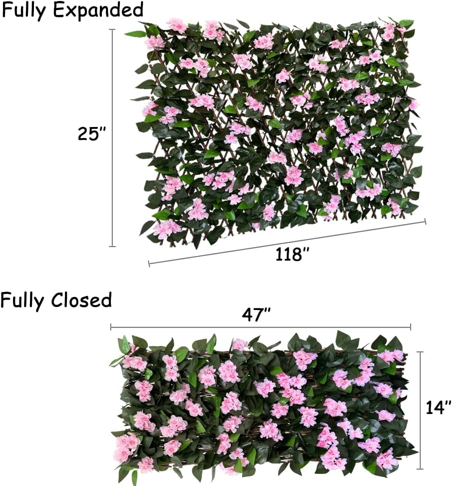 Expandable Fence Privacy Screen for Balcony Patio Outdoor,Decorative Faux Ivy Fencing Panel,Artificial Hedges-VerdiqueGarden