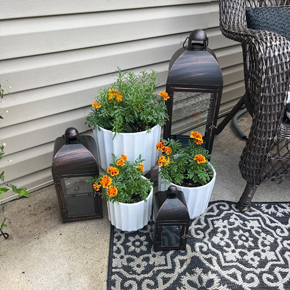 NEEDOMO Lanterns Decorative Outdoor & Indoor, Set of 3 Outdoor Lanterns for Porch, 23" Large Candle Lantern, Bronze Metal Frame with Glass, Vintage Farmhouse, Patio, Pathway, Garden, Fall, Christmas-VerdiqueGarden