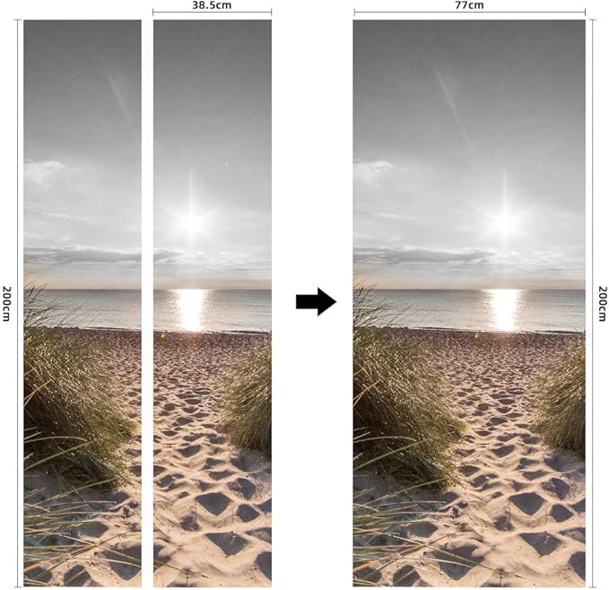 Door Wallpaper Self-Adhesive Door Poster 3D Door Picture - Path into The Sea - Door Film Photo Wallpaper Premium PVC Waterproof Door Sticker Wall Sticker for Bedroom Living Room Door Decoration-VerdiqueGarden