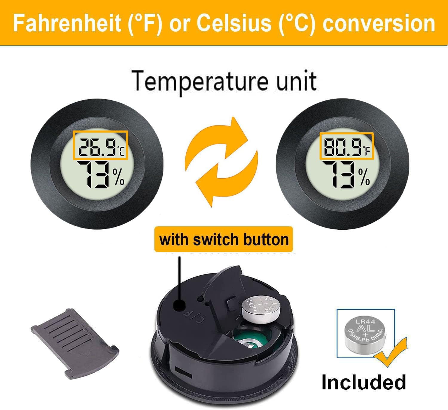 3 Pack Mini Hygrometer Thermometer Digital Humidity Meter Indoor/Outdoor Humidity Monitor Reptile Thermometer for Humidors Garden Cellar Greenhouse ℉/ ℃ (3)-VerdiqueGarden