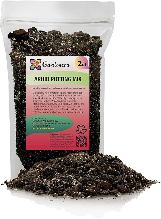 Premium Aroid Potting Mix - Soil Free Blend for Aroids - Growing Medium for House Plants by Gardenera - (2 Quart Bag)-VerdiqueGarden
