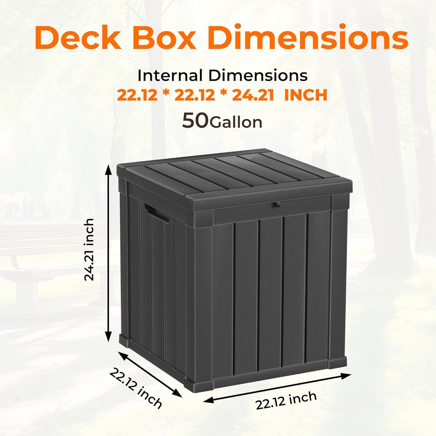 50 Gallon Double-Wall Resin Deck Box - Lockable Waterproof Outdoor Storage Box, 515bs Capacity & Doubles as Seating for Patio Furniture - Garden Tools, Pool Accessories (Black)-VerdiqueGarden