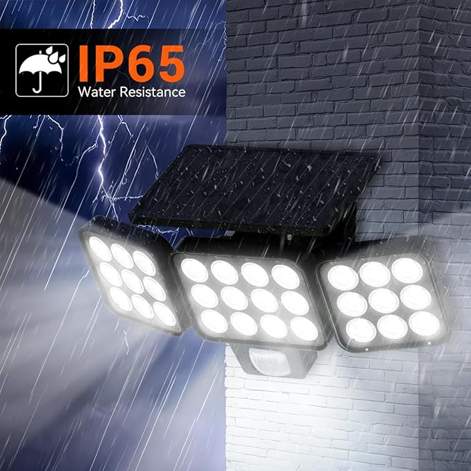 Solar Flood Light Outdoor 4 Pack, 3500LM Super Bright Motion Sensor Outdoor Lights, Solar Lights Outdoors Waterproof, Upgrade Glass Panel, 270° Wide Angle LED Security Spot Light for Outside Yard-VerdiqueGarden