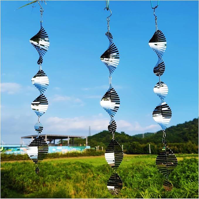 Metal Bird Scare Discs Set-Highly Reflective Double-Sided Bird Reflectors,Extra Sparkly Wind Spinners Outdoor Garden Decor, Bird Devices Deterrent to Scare Birds Away from Yard Patio Farm-VerdiqueGarden