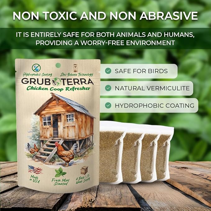 GrubTerra Coop Refresher Odor Freshener for Chicken Pen, Suitable for Chicken Waterer and Chicken Feeder, Smell Control Solution for Clean and Fresh Chicken Living Environment-VerdiqueGarden