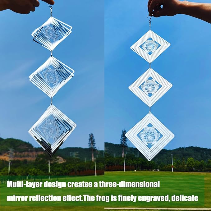 Bird Deterrents for Outside, Reflective Stainless Steel Bird Scare, Frog Wind Spinners Outdoor Garden Decor, Bird Scare Devices to Keep Woodpeckers, Pigeons Away from Your House, Patio, Orchards-VerdiqueGarden