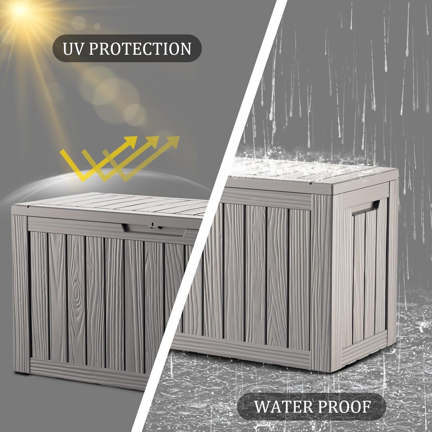 80 Gallon Waterproof Deck Box, Lockable Resin Storage Box for Patio Furniture Cushions Garden Tools and Outdoor Delivery Storage, Coffee-VerdiqueGarden