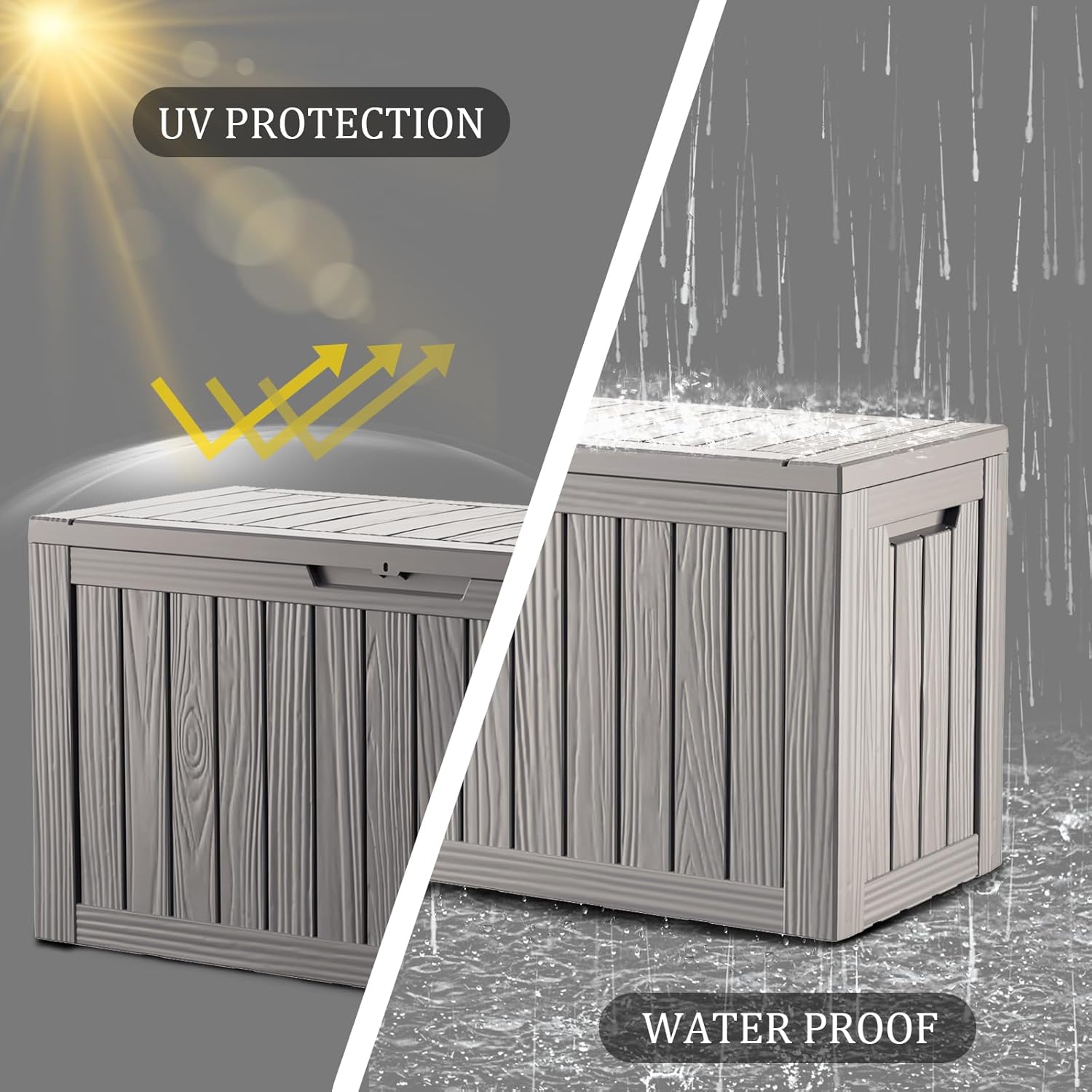 80 Gallon Waterproof Deck Box, Lockable Resin Storage Box for Patio Furniture Cushions Garden Tools and Outdoor Delivery Storage, Coffee-VerdiqueGarden