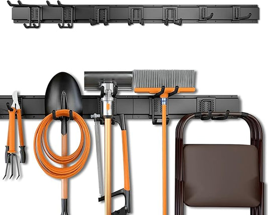 Garage Storage, Garage Organization, Garage Tool Organizer Wall Mount, Garden Tool Organization and Storage 48.1 Inches, Max 450lbs Adjustable Metal Hooks, Hangers Garden Yard Tool Rack,-VerdiqueGarden