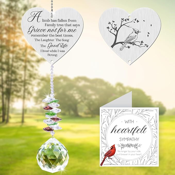 Memorial Gifts Crystal Garden Suncatcher, Sympathy Gifts for Loss of Loved One, in Memory of Loved One Gifts, Bereavement Gifts for Loss of Mom Dad, Cardinal Gifts Rainbow Maker Hanging Decoration-VerdiqueGarden