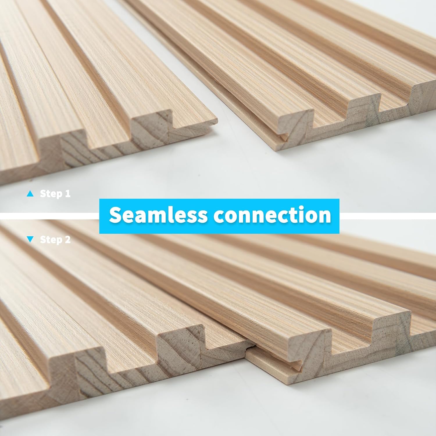 Art3d Slat Wood Wall Paneling for Interior and Ceiling Decoration - Pack of 4pcs + 1pc End-Trim, Size 108 x 5.7in.- Ashtree-VerdiqueGarden