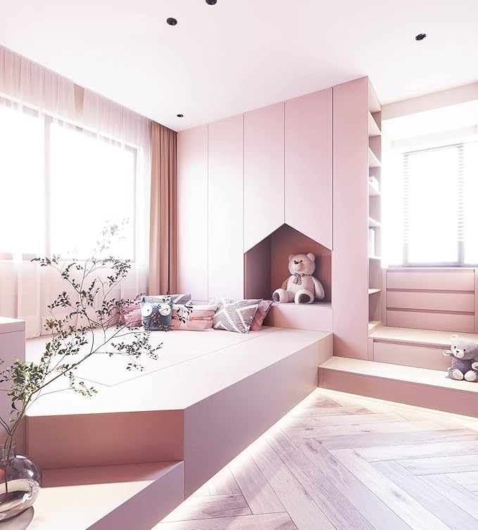 Dimoon 236''x17.7'' Pink Peel and Stick Wallpaper Contact Paper Modern Self Adhesive Wall Paper Removable Renter Friendly Textured Solid Color Shelf Cabinet Vinyl Roll (236''x17.7'',Light Pink)-VerdiqueGarden