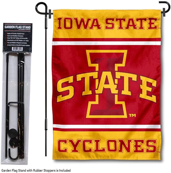 College Flags & Banners Co. Iowa State Cyclones Garden Flag with Stand Holder-VerdiqueGarden