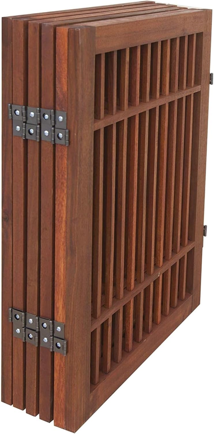 Pet Dog Gate Strong and Durable Freestanding Folding Acacia Hardwood Portable Wooden Fence Indoors or Outdoors by Urnporium (Brown Pet Gate, 6 Panel 24" Tall)-VerdiqueGarden