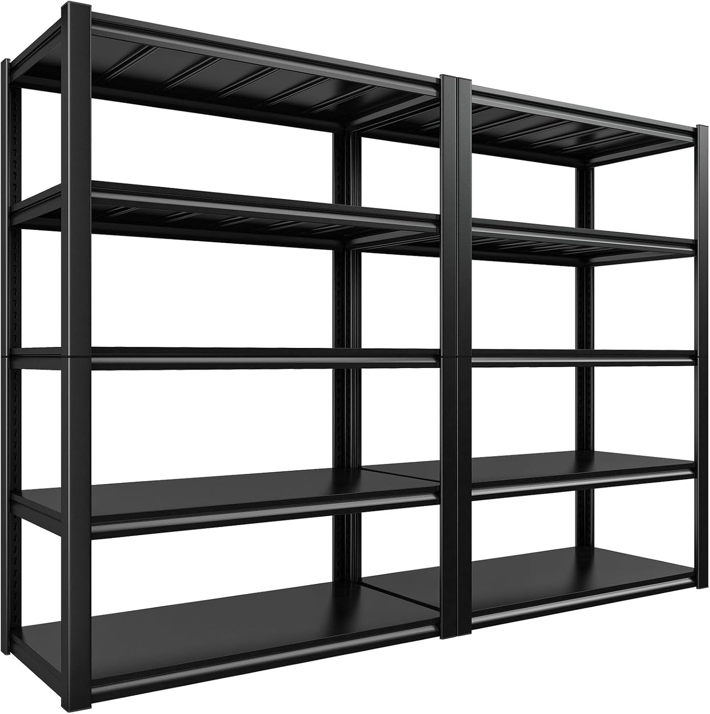 REIBII Garage Shelving 48.2" W Storage Shelves 3000LBS Heavy Duty Shelving Adjustable Metal Shelf Industrial 5 Tier Pantry Shelves for Basement Warehouse Supermarket 72.2"H x 24.2"D x 48.2"W, 2 Pack-VerdiqueGarden