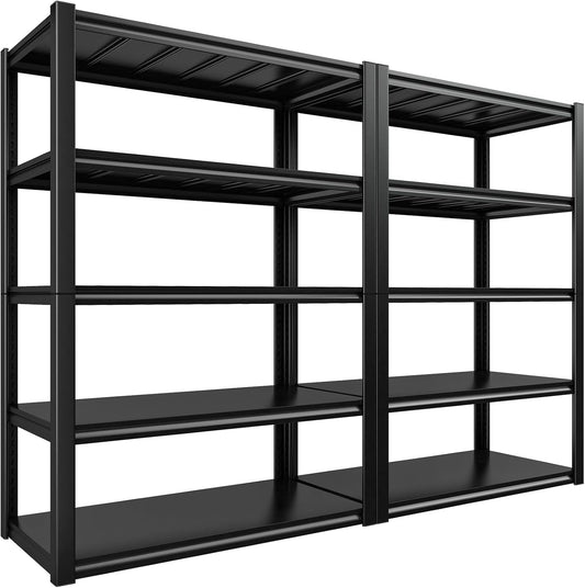 REIBII Garage Shelving 48.2" W Storage Shelves 3000LBS Heavy Duty Shelving Adjustable Metal Shelf Industrial 5 Tier Pantry Shelves for Basement Warehouse Supermarket 72.2"H x 24.2"D x 48.2"W, 2 Pack-VerdiqueGarden