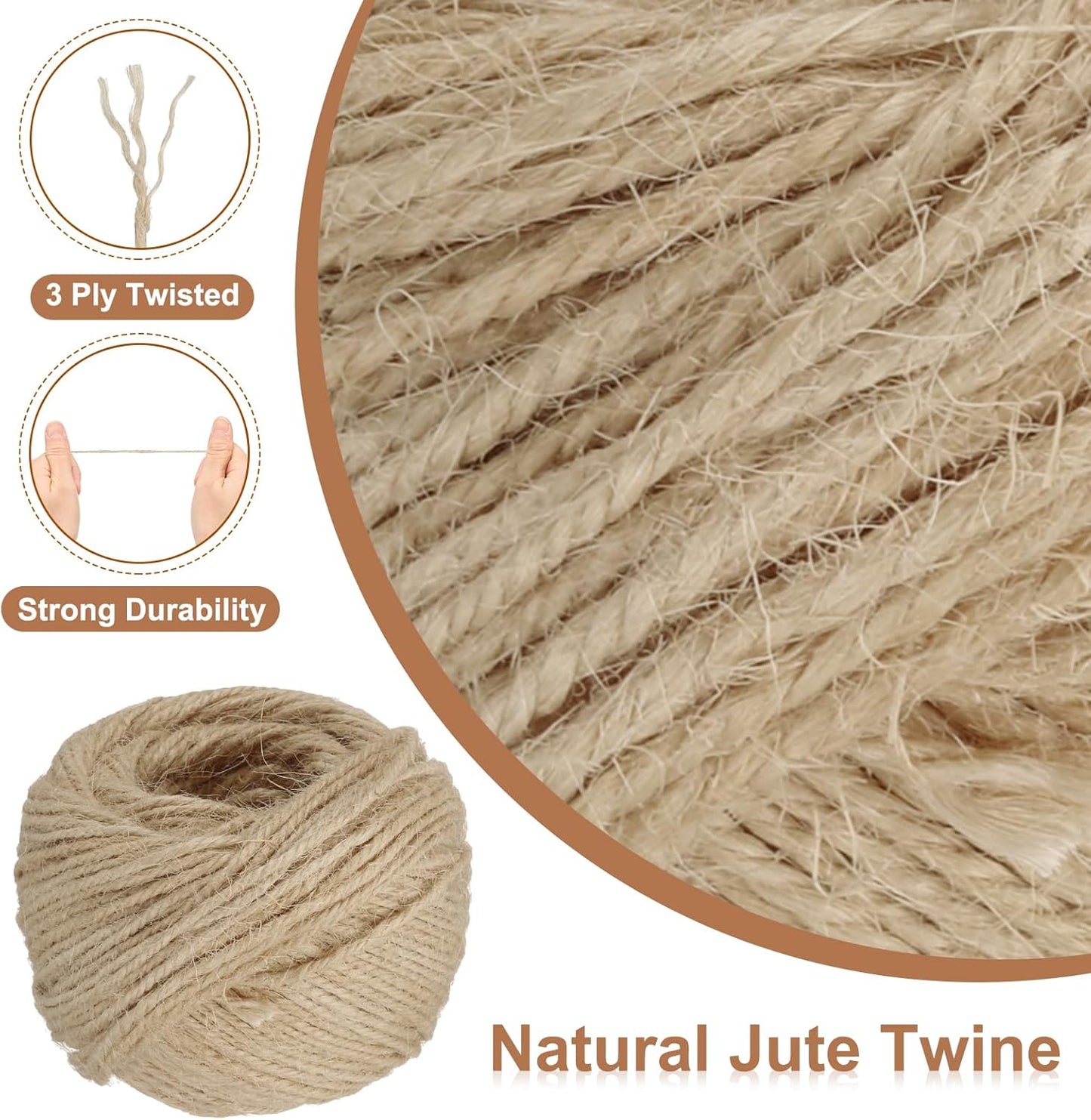 uxcell 164 Feet Natural Jute Twine String,2mm Thin Garden Twine Rope Colored Plant String Cord for DIY Art Crafts Gift Wrapping Decoration Packing Gardening Plant Hanger,Beige-VerdiqueGarden