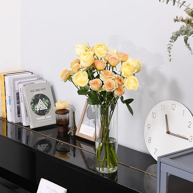 Clear Flower Vase, Non-breakable Vases, 6" W x 16" H, Acrylic Vase, Aesthetic Room Decor Cylindrical Modern Flower Vases for Table Centerpiece, Home Decor, Women Floral Arrangement Gift-VerdiqueGarden