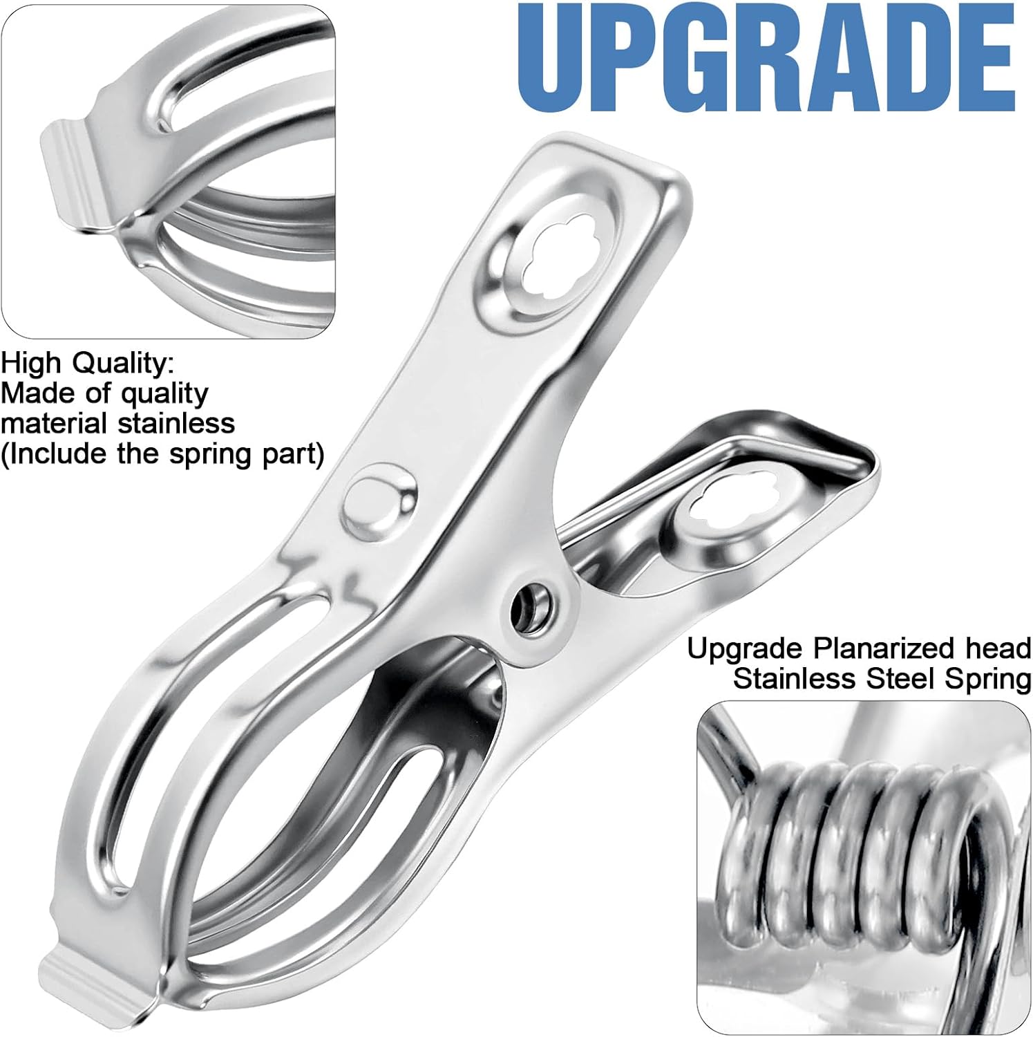 Upgraded 200 PCS Garden Clips, Greenhouse Clamps 100% Stainless Steel Heavy Duty Greenhuose Clips for Netting - Strong Grip to Hold Down Shade Cloth or Plant Cover on Garden Greenhouse Hoops-VerdiqueGarden