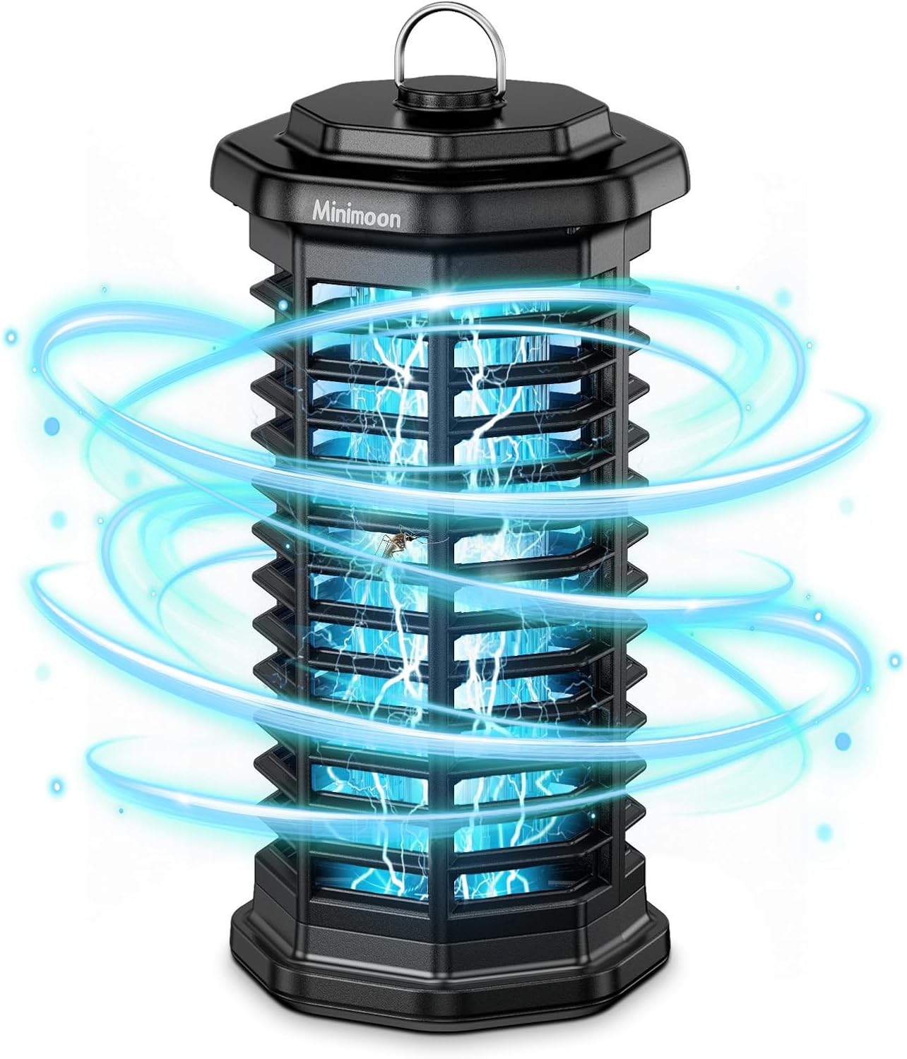 Minimoon Bug Zapper Outdoor 4000V Powerful Electric Mosquito Zapper, 15w Fly Trap Outdoor, IPX4, Corded Fly Zapper for Indoor, Yard, Backyard, Patio, Camping (Black)-VerdiqueGarden
