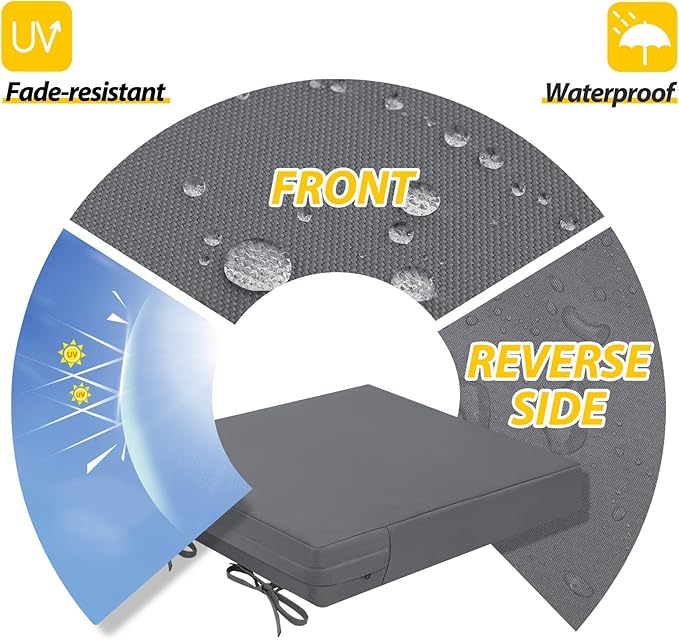 AAAAAcessories Outdoor Seat Cushions for Chairs, Waterproof, Fade-Resistant Patio Furniture Replacement Cushions, 20" x 20" x 3", Set of 2, Dark Gray-VerdiqueGarden