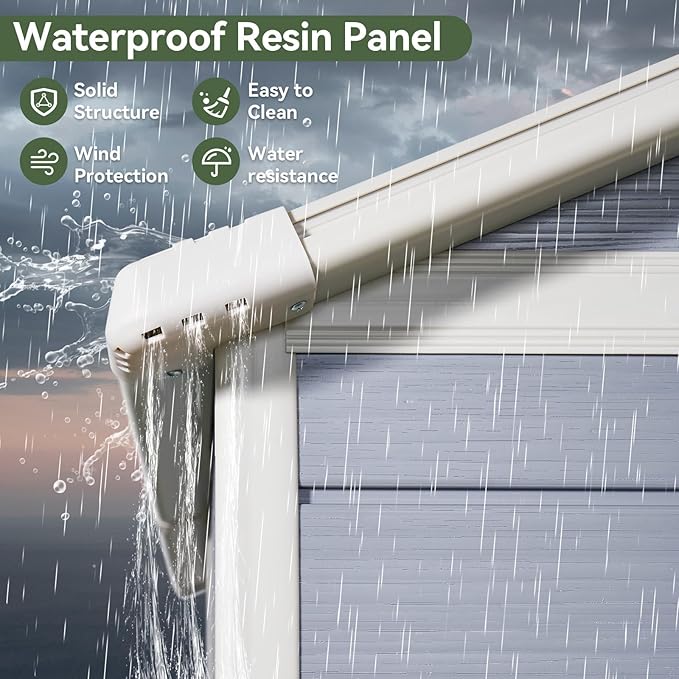 Aoxun 4'x6' Resin Outdoor Storage Shed Utility Tool Shed Storage House, Multi-Purpose Utility Tool House Applicable for Bike, Clutter Storage for Backyard, Patio - Gray-VerdiqueGarden