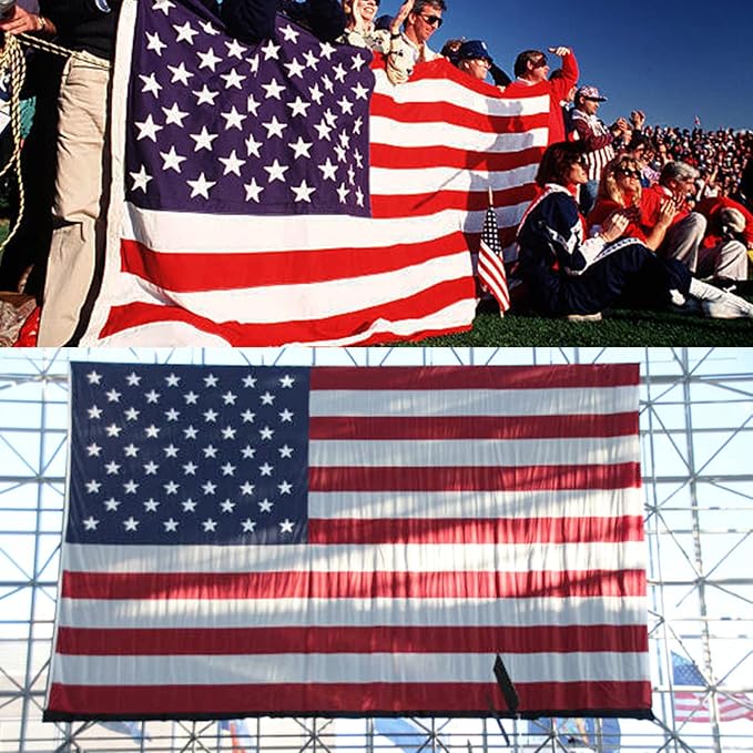 Homissor American Flag 8x12 Outdoor Heavy Duty - Embroidered Star Large USA 8x12 Ft Flags - Longest Lasting US Made from Nylon Sewn Stripes Indoor With 4 Brass Grommets-VerdiqueGarden