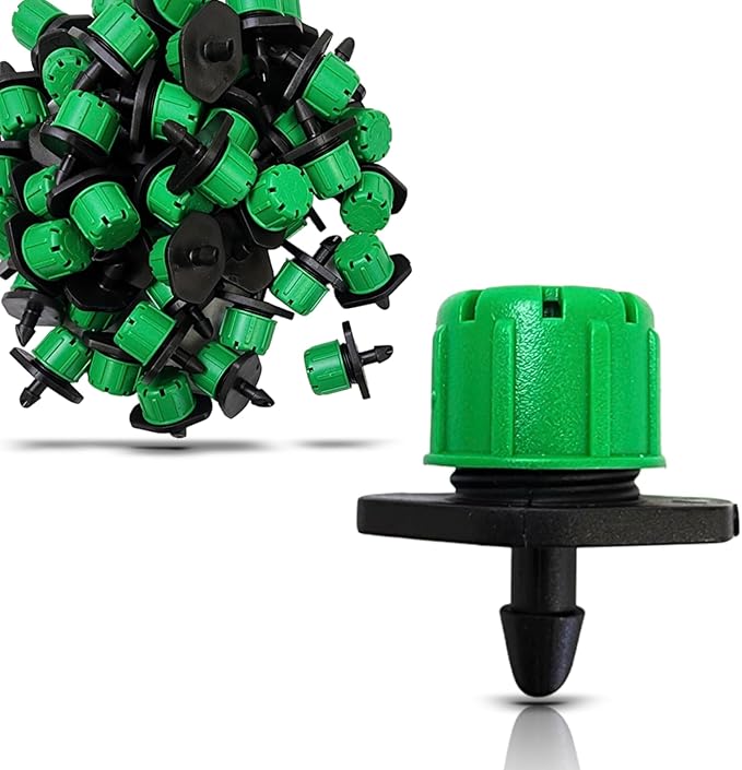 (50-Pack) - 1/4" Inch Universal Barbed Drip Emitter - Adjustable Flow 0-18.5 GPH Fit 1/4 (4-7mm) Drip Irrigation Tubing - Professional Grade (50 Pack Dripper Only)-VerdiqueGarden