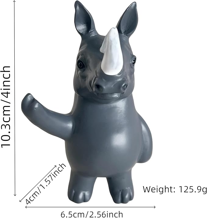 Jxueych Rebellious Rhino Figurine, Miniature Resin Rhino Standing 4 Inch, Adorable Mini Rhino - The Perfect Blend of Power and Charm for Your Home Decor!-VerdiqueGarden