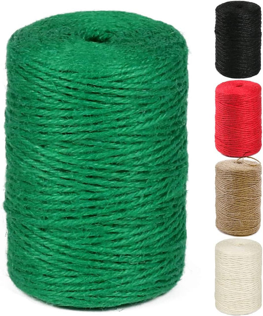 PerkHomy Natural Jute Twine 600 Feet Long Colored Twine Rope for Crafts Gift Wrapping Packing Gardening and Wedding Decor (Green)-VerdiqueGarden