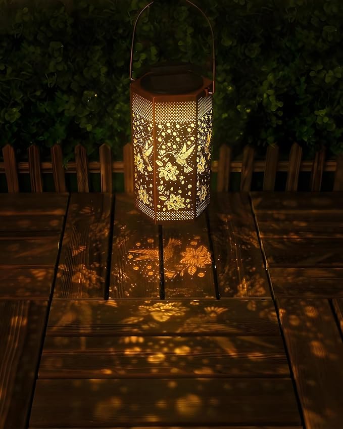 Hummingbird Solar Lantern Outdoor Waterproof - Birthday Gifts for Women Mom Grandma Men, Mothers Day Gifts, Solar Lights Outdoor Hanging Garden Decor for Outside, Patio, Yard, Lawn-VerdiqueGarden