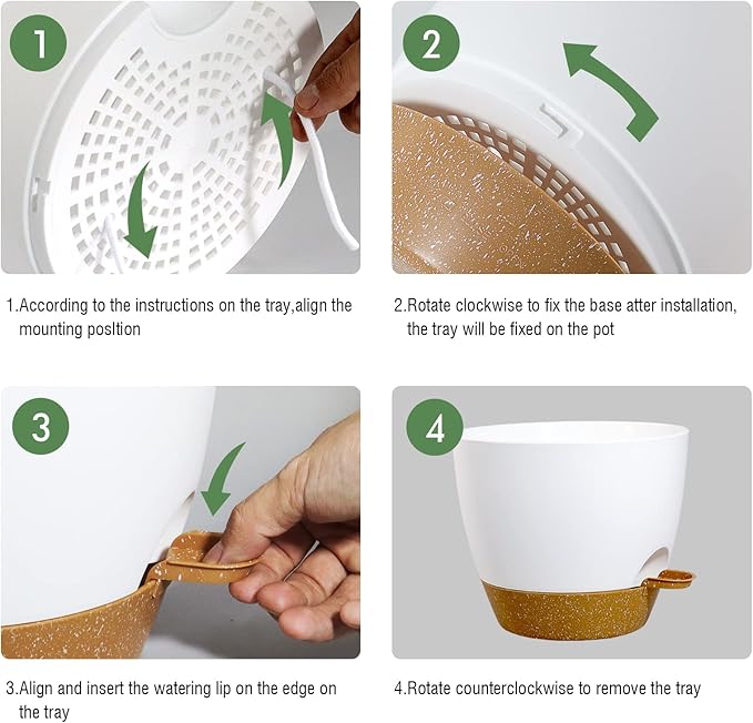 10 Inch Self Watering Hanging Pots, 2 Pack Hanging Planters with 40oZ Deep Reservior for Indoor Outdoor Plants Flowers, White with Brown-VerdiqueGarden