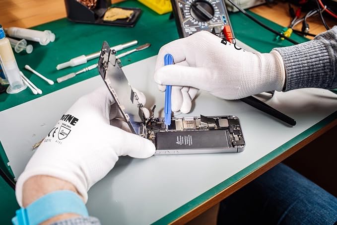 DULFINE Safety Work Gloves PU Coated-12 Pairs,White Seamless Knit Glove with Polyurethane Coated Smooth Grip on Palm & Fingers, for Men and Women, Ideal for General Duty Work (Medium)-VerdiqueGarden