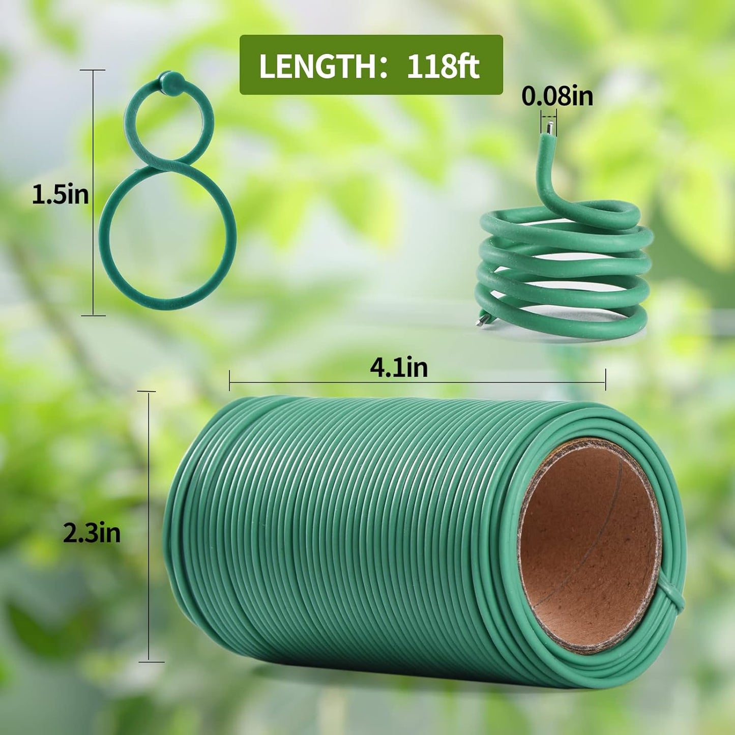 118ft Soft Green Twist Garden Ties with 20PCS Clips for Plants - 2mm Diameter-VerdiqueGarden