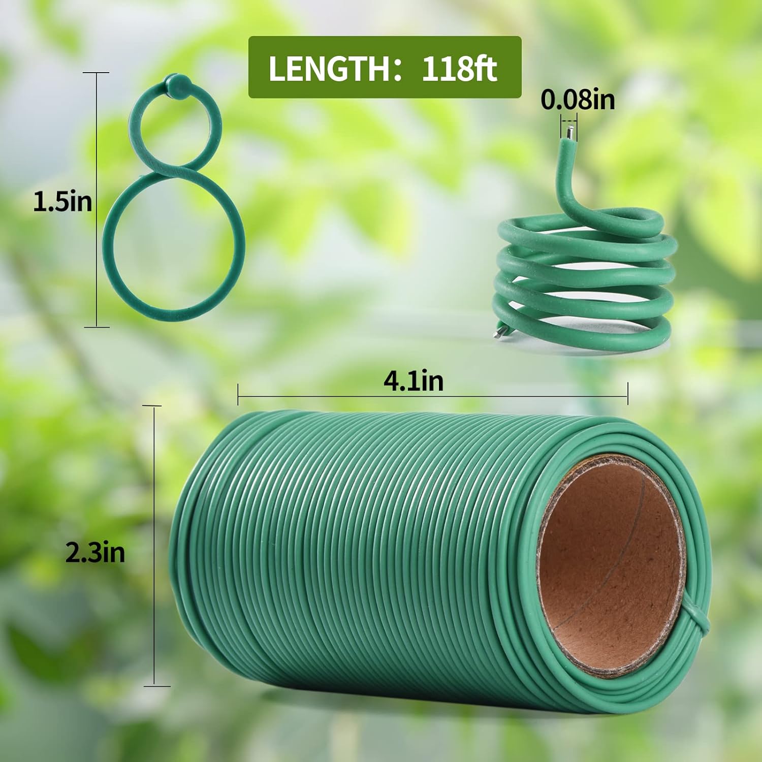 118ft Soft Green Twist Garden Ties with 20PCS Clips for Plants - 2mm Diameter-VerdiqueGarden