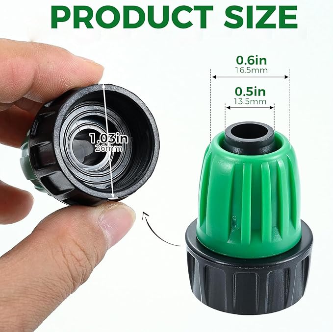 12 Pcs 1/2 Inch Drip Irrigation Tubing Faucet Garden Hose Adapter, 3/4" to 1/2" Drip Irrigation Tubing Hose Adapter, 3/4 Inch Faucet Connector Garden Hose Adapter Black and Green-VerdiqueGarden