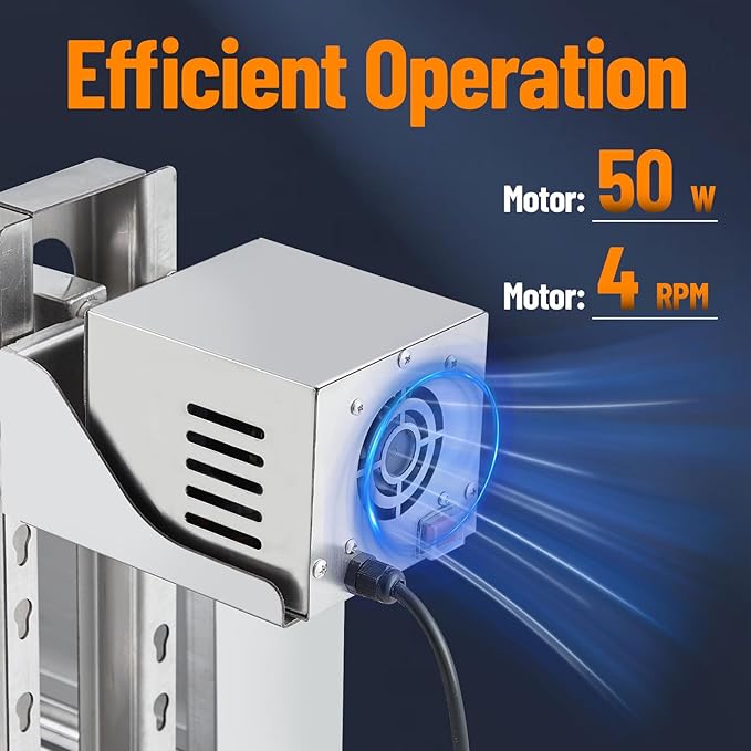 Stainless Steel Electric Pig Rotisserie Grill with Fire Pit & Baffle - 60kg Capacity, 50W Motor for Whole Pig/Lamb, Asador de Puerco Outdoor Camping BBQ-VerdiqueGarden