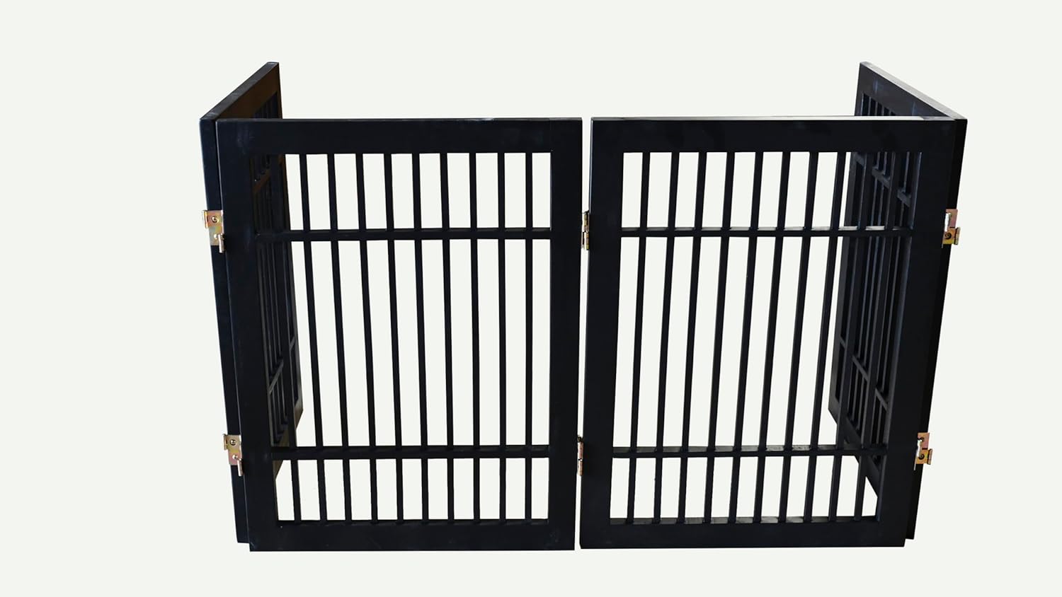 Pet Dog Gate Strong and Durable Freestanding Folding Acacia Hardwood Portable Wooden Fence Indoors or Outdoors by Urnporium (Black Pet Gate, 4 Panel 24" Tall)-VerdiqueGarden