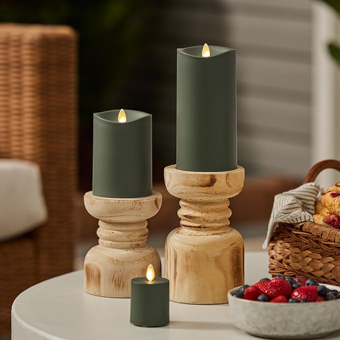 Luminara Outdoor Votive Flameless LED Candle, Baked Clay 2" x 3.2", Moving Flame Battery Operated Timer Remote Ready IPX4 Matte Plastic Finish-VerdiqueGarden
