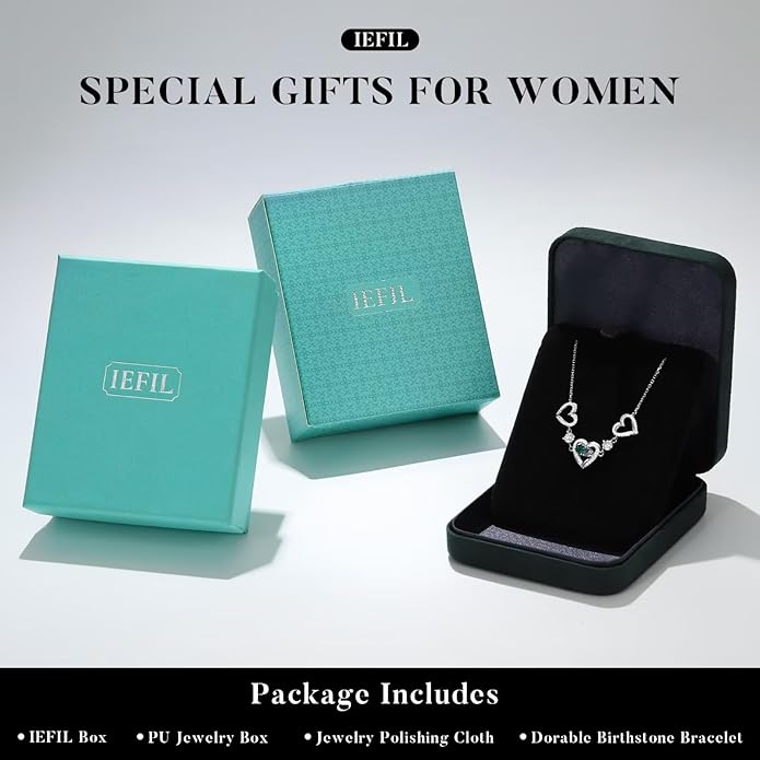 Iefil Valentines Day Gifts for Her - 925 Sterling Silver Heart Birthstone Bracelet Birthday Anniversary Jewelry Gifts for Her Wife