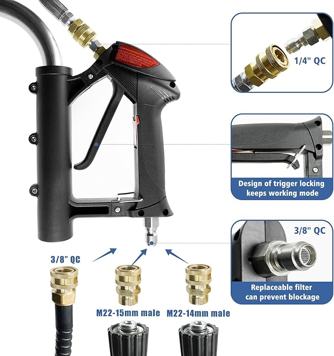 JANZ 30'' Pressure Washer Surface Cleaner with 4 Wheels,Dual Handle,Stainless Steel Housing, 2 Hose Adapters and 4 Replacement Nozzle Cores,Ideal for Driveways, Sidewalks,Patios,Decks Cleaning-VerdiqueGarden