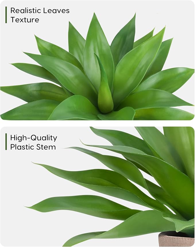 Velener Fake Agave with Burlap Bag, Artificial Plant Outdoor Agave - Fake Plants for Indoor and Outdoor Decor(16 Inch)-VerdiqueGarden