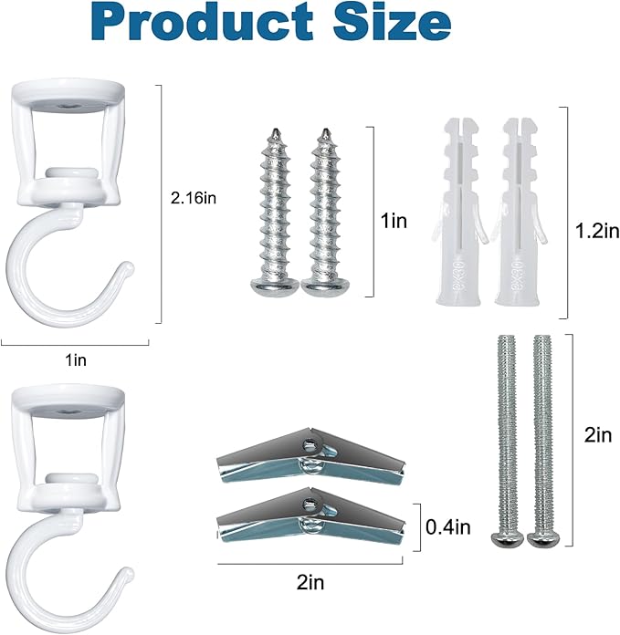 Ceiling Hooks for Hanging Plants (2 PCS),White, Heavy Duty Metal Plant Hooks for Ceilings, Screw-in Hooks for Hanging Birdfeeders, Lamps, Planters, Outdoor Decorative Hooks up to 33 lbs.-VerdiqueGarden