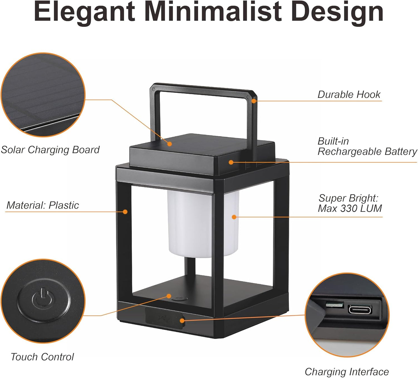 LETRY Outdoor Table Lamp, Brightness LED Nightstand Lantern, Portable Rechargeable Solar Lamp Waterproof, Touch Control Outdoor Lamps Cordless Lights Decorative for Patio/Walking/Reading/Camping-VerdiqueGarden