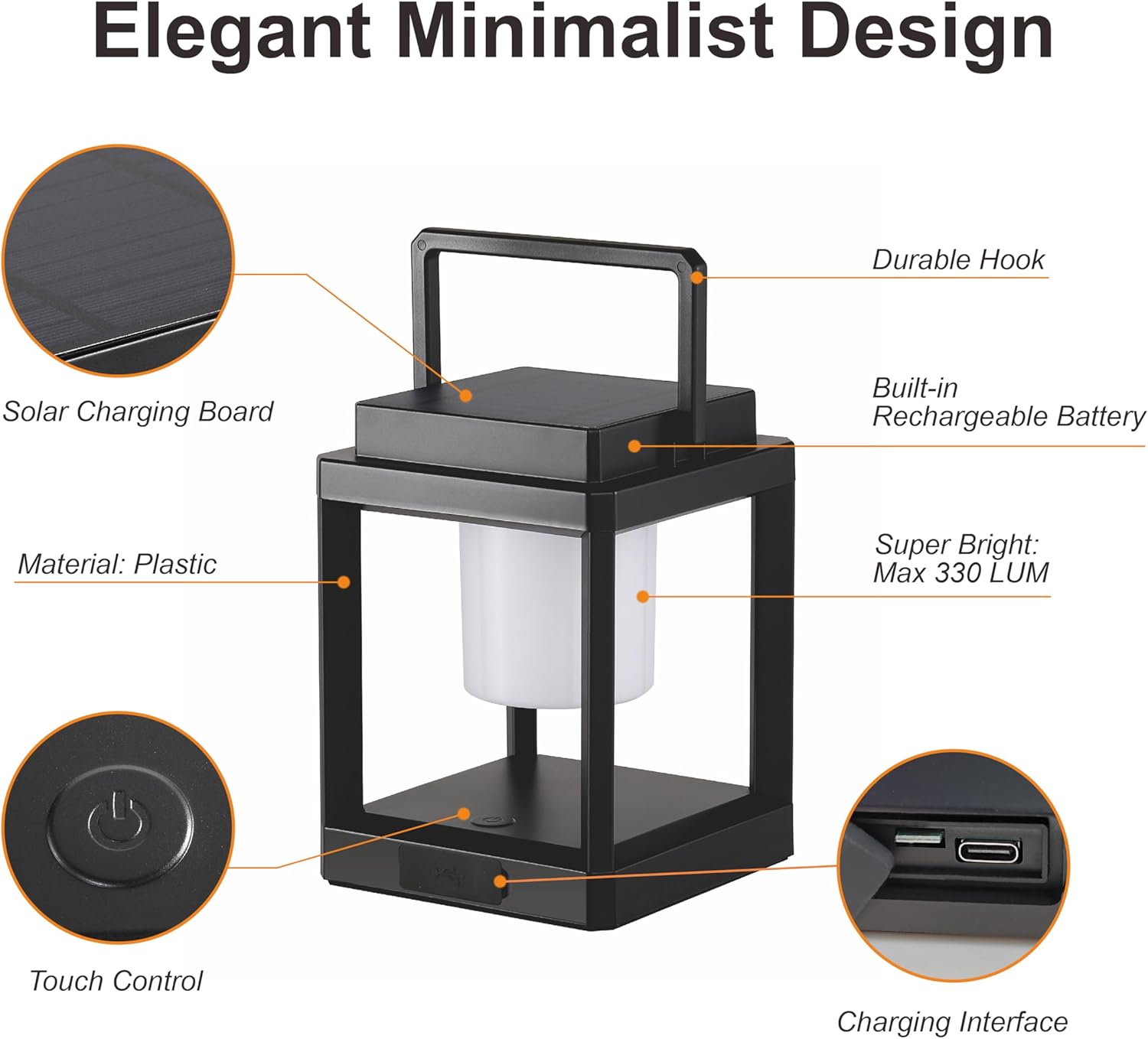 LETRY Outdoor Table Lamp, Brightness LED Nightstand Lantern, Portable Rechargeable Solar Lamp Waterproof, Touch Control Outdoor Lamps Cordless Lights Decorative for Patio/Walking/Reading/Camping-VerdiqueGarden