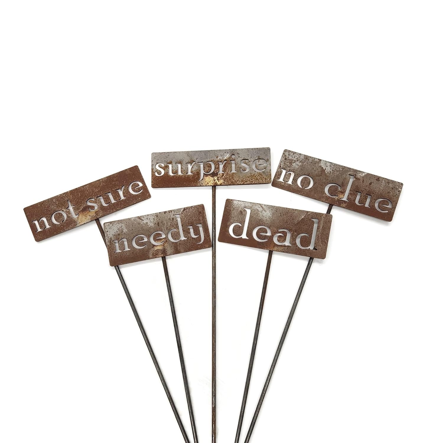 Classic Metal Garden Markers 19 Inches Tall (surprise, Naturally Rusted)-VerdiqueGarden