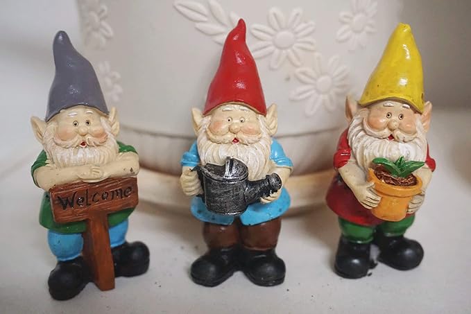 MUAMAX Miniature Gnome Figurines Fairy Gardens Gnomes Accessories Gift for Garden Little Gnomes Small Gnome 3''-VerdiqueGarden