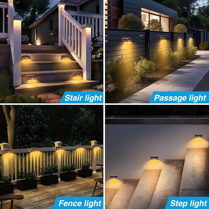 [4 Packs] Solar Outdoor Lights Motion Sensor Solar Security Lights Waterproof with 3 Lighting Modes Solar Powered Wall Lights Outside for Garden Fence Yard,Brown Warm-VerdiqueGarden